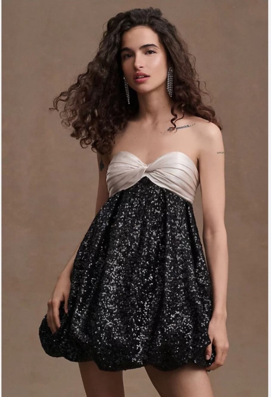 Ronny Kobo Jolita Strapless Sweetheart Sequin Bubble Mini Dress Anthropologie 12